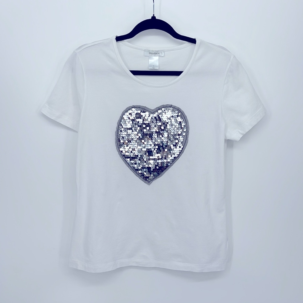 DRESS BARN Heart Sequin T-shirt